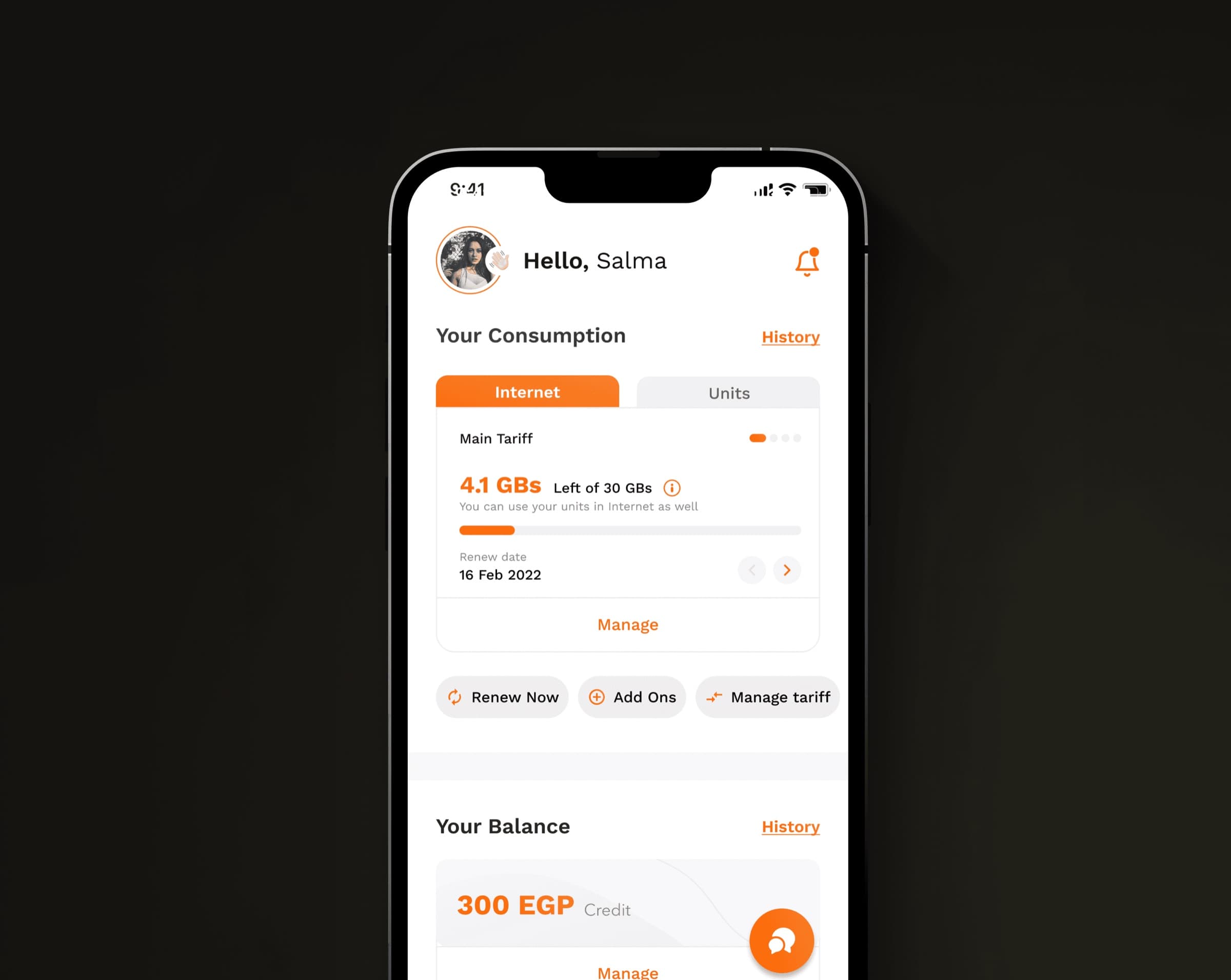 Orange services app redesign