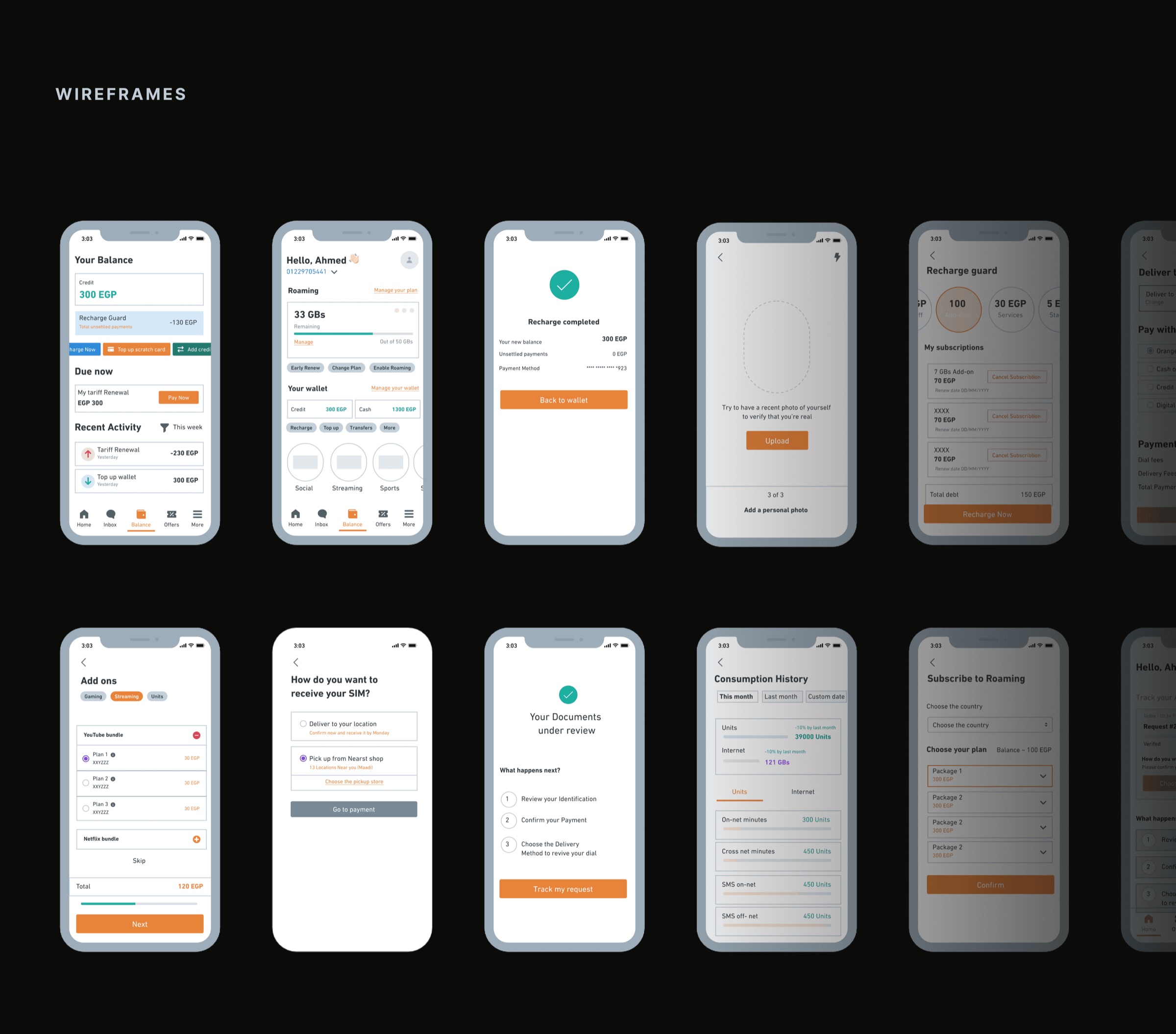 Screen designs for the revamped app