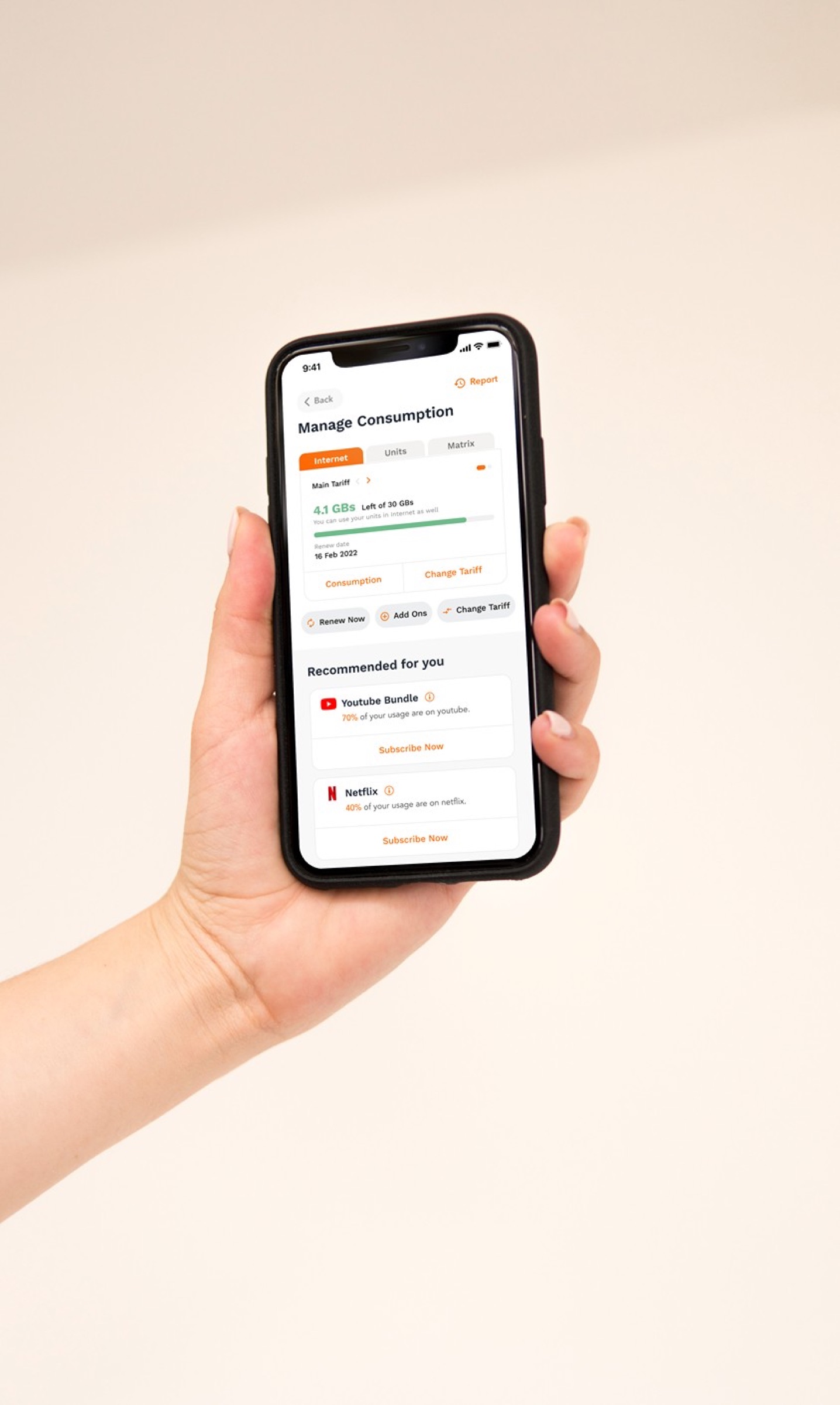 Final app screen on device